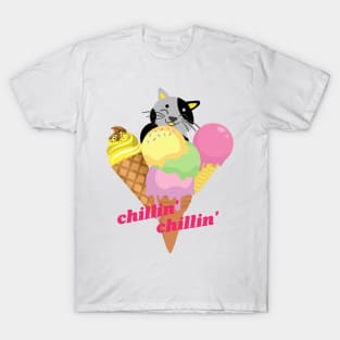 Ice Cream Chillin' Chillin' with Cat T-Shirt